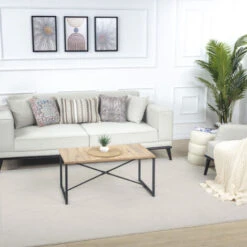 SURYA Tappeto Salotto A Pelo Corto Soggiorno Berbero Etnico Avorio 200x275 Cm