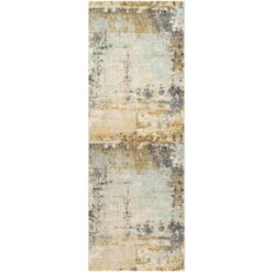 SURYA Tappeto Salotto A Pelo Corto Soggiorno Astratto Moderno Blu E Senape 80x220 Cm -Armonia Decor 94077548 2