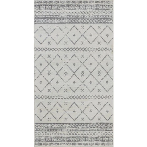 SURYA Tappeto Salotto A Pelo Corto Soggiorno Berbero Etnico Bianco E Grigio 80x150 Cm 4 SURYA Tappeto Salotto A Pelo Corto Soggiorno Berbero Etnico Bianco E Grigio 80x150 Cm - immagine 2