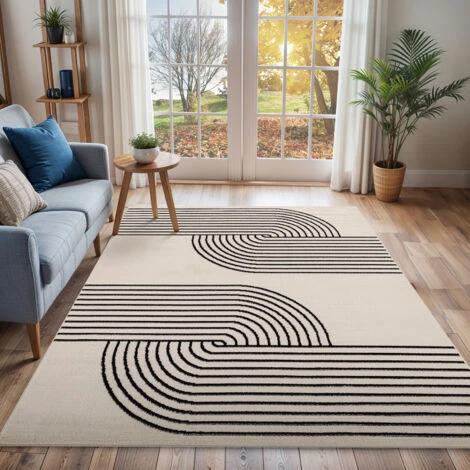 SURYA Tappeto Salotto A Pelo Corto Soggiorno Scandinavo Retro Bianco E Nero 200x275 Cm 3 SURYA Tappeto Salotto A Pelo Corto Soggiorno Scandinavo Retro Bianco E Nero 200x275 Cm