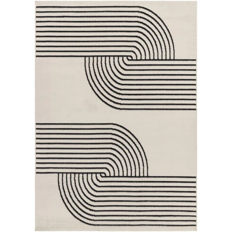 SURYA Tappeto Salotto A Pelo Corto Soggiorno Scandinavo Retro Bianco E Nero 200x275 Cm 4 SURYA Tappeto Salotto A Pelo Corto Soggiorno Scandinavo Retro Bianco E Nero 200x275 Cm - immagine 2