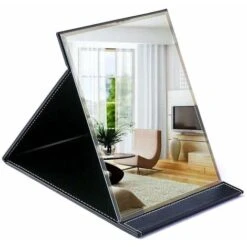 Specchio Da Tavolo Pieghevole In Ecopelle Specchio Da Tavolo Specchio Da Terra Trasparente Specchio Da Viaggio Compatto (nero)
