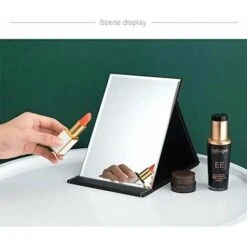 Specchio Da Tavolo Pieghevole In Ecopelle Specchio Da Tavolo Specchio Da Terra Trasparente Specchio Da Viaggio Compatto (nero) -Armonia Decor 94164569 3