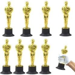 8 Pezzi Trofei D'oro, Stampo Per Figurina Oscar, Trofeo Di Plastica, Per Cerimonia Di Premiazione, Premi Per Feste, Celebrazioni Sportive