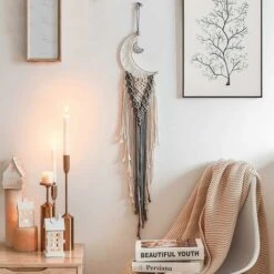 Grey Moon Bohemian Wall Decor Tapestry Wall Art Tessuto A Mano Decorazioni Da Parete Home Living Room Bedroom Decor -Armonia Decor 94291161 2
