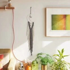 Grey Moon Bohemian Wall Decor Tapestry Wall Art Tessuto A Mano Decorazioni Da Parete Home Living Room Bedroom Decor -Armonia Decor 94291161 5