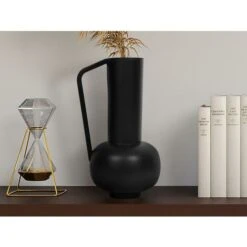 Vaso Con Manico D.15 X H.30 Cm In Metallo Nero - KAMELIA -Armonia Decor 94576469 2