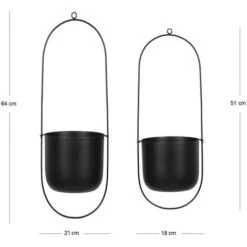 Portavaso Sospeso D. 18 X H.21 E D. 14 X H.19 Cm In Metallo Nero - Lotto Di 2 - PARIA -Armonia Decor 94576489 5