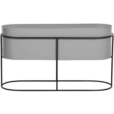 Fioriera Da Interno O Da Esterno Su Piede L.74 X H.40 Cm Metallo Grigio - RAVINA 3 Fioriera Da Interno O Da Esterno Su Piede L.74 X H.40 Cm Metallo Grigio - RAVINA