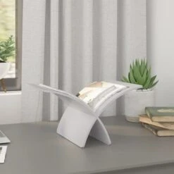 Portariviste Da Pavimento In Legno Bianco VidaXL -Armonia Decor 947933 4