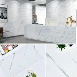 Bagno Cucina PVC Autoadesivo Adesivo Per Piastrelle Bagno Carta Da Parati Impermeabile Soggiorno Marmo Sfondo Carta Da Parati Piastrelle Bagno Carta Da Parati Impermeabile (Jazz White (10pcs) -Armonia Decor 94928876 2