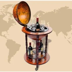 Minibar A Forma Di Globo Con Supporto In Legno Di Eucalipto VidaXL -Armonia Decor 949639 4