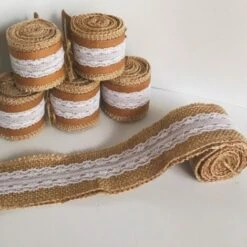 Trade Shop - Nastro In Pizzo Juta Per Decorazioni Bomboniera Wedding Tulle Ribbon Shabby