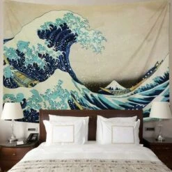 Indian Dremisland Tapestry Wall Hanging Arazzi The Great Wave Off Kanagawa Mandala Tapestry Con Art Nature Decorazioni Per La Casa -Armonia Decor 95219568 4