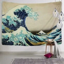 Indian Dremisland Tapestry Wall Hanging Arazzi The Great Wave Off Kanagawa Mandala Tapestry Con Art Nature Decorazioni Per La Casa -Armonia Decor 95219568 5