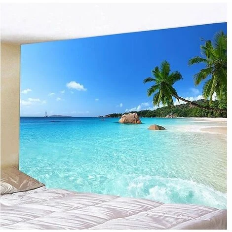 Arazzo Decorativo Camera Da Letto - T-Audace Spiaggia Tropicale Natura Mare Isola Palma - 200x150cm - Carta Da Parati In Tessuto - Arazzi Estetici - Decorazione Panoramica 6 Arazzo Decorativo Camera Da Letto - T-Audace Spiaggia Tropicale Natura Mare Isola Palma - 200x150cm - Carta Da Parati In Tessuto - Arazzi Estetici - Decorazione Panoramica - immagine 4