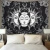 Arazzo Tarocchi Sole E Luna Psichedelico Nero Celestiale Arazzo Arazzi Hippie Bohemian Indian Mandala (Sole E Luna, 150cmx200cm)