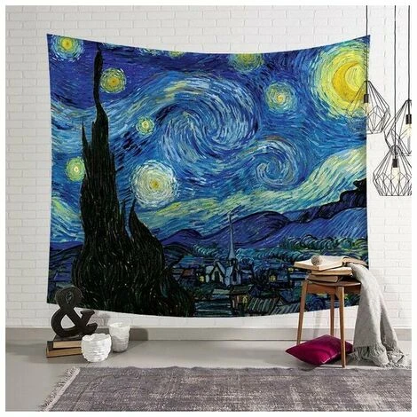 Van Gogh, Arazzo Trionfo Da Appendere Alla Parete, Notte Stellata, Pittura A Olio, Astratto, Cielo Blu, Luna, Decorazione Per Casa, Camera Da Letto, Soggiorno, Dormitorio Universitario (150 Cm X 200 C 3 Van Gogh, Arazzo Trionfo Da Appendere Alla Parete, Notte Stellata, Pittura A Olio, Astratto, Cielo Blu, Luna, Decorazione Per Casa, Camera Da Letto, Soggiorno, Dormitorio Universitario (150 Cm X 200 C
