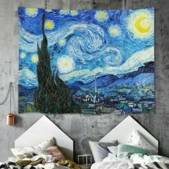 Van Gogh, Arazzo Trionfo Da Appendere Alla Parete, Notte Stellata, Pittura A Olio, Astratto, Cielo Blu, Luna, Decorazione Per Casa, Camera Da Letto, Soggiorno, Dormitorio Universitario (150 Cm X 200 C -Armonia Decor 95222010 4
