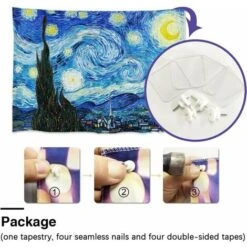Van Gogh, Arazzo Trionfo Da Appendere Alla Parete, Notte Stellata, Pittura A Olio, Astratto, Cielo Blu, Luna, Decorazione Per Casa, Camera Da Letto, Soggiorno, Dormitorio Universitario (150 Cm X 200 C -Armonia Decor 95222010 5