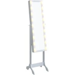 Specchio Autoportante Con LED Bianco 34x37x146 Cm VidaXL
