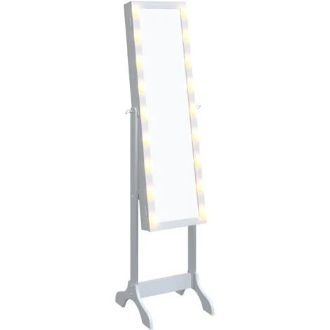 Specchio Autoportante Con LED Bianco 34x37x146 Cm VidaXL 3 Specchio Autoportante Con LED Bianco 34x37x146 Cm VidaXL