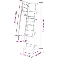 Specchio Autoportante Con LED Bianco 34x37x146 Cm VidaXL 9 Specchio Autoportante Con LED Bianco 34x37x146 Cm VidaXL -Armonia Decor 95486923 3