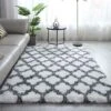 Tappeto Shaggy Per Soggiorno 160x230 Cm Bianco Con Motivo - Tappeto Da Comodino Tappeto A Pelo Lungo Tappeto Morbido Per Soggiorno Camera Da Letto Divano -Armonia Decor 95548440 1