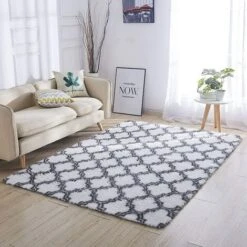 Tappeto Shaggy Per Soggiorno 160x230 Cm Bianco Con Motivo - Tappeto Da Comodino Tappeto A Pelo Lungo Tappeto Morbido Per Soggiorno Camera Da Letto Divano -Armonia Decor 95548440 2