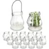 Relaxdays Vasetti Portacandele, Set 16, In Vetro, Ampolle Con Manico, Interni E Esterni, HxD 10x8,5 Cm, Trasparente Nero -Armonia Decor 95602611 1