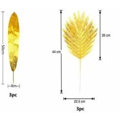 24 Pezzi Foglie Artificiali Oro 8 Tipi Foglie Di Palma Oro Piante Tropicali Foglie Di Palma Foglie Finte Per Matrimonio Compleanno Festa A Tema Casa Decorazioni Fai Da Te -Armonia Decor 95756154 3