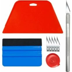 Kit Di Avvolgimento, Strumenti Per Pellicole Per Carta Da Parati, Finestrini Per Auto, Piastrelle In Vinile, Tergivetro Adesivo, Con Tergivetro In Silicone, Coltello E Lame Universali, Nastro Da 1,5 M