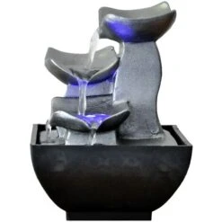 Zen Light - Fontana Nature Boro, Resina, Argento, 13 X 13 X 17 Cm