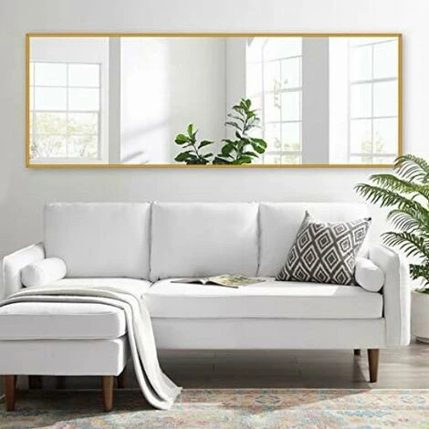 NeuType Specchio Da Terra Regolabile Con Cornice Rettangolare E Supporto 163 X 54cm Lunga Lega Di Alluminio Specchio Figura Intera Specchio Da Parete Lungo Per Soggiorno, Camera Da Letto Oro 5 NeuType Specchio Da Terra Regolabile Con Cornice Rettangolare E Supporto 163 X 54cm Lunga Lega Di Alluminio Specchio Figura Intera Specchio Da Parete Lungo Per Soggiorno, Camera Da Letto Oro - immagine 3