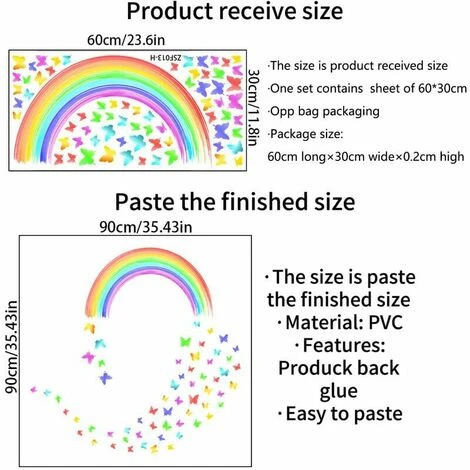 2 Pezzi Adesivi Murali Arcobaleno Colorato, Adesivi Murali Farfalle Asilo Nido/Camera Bambino, Adesivi Murali Bambini Acquerello, Adesivi Murali Rimovibili Arcobaleno Per Camera Ragazze D 6 2 Pezzi Adesivi Murali Arcobaleno Colorato, Adesivi Murali Farfalle Asilo Nido/Camera Bambino, Adesivi Murali Bambini Acquerello, Adesivi Murali Rimovibili Arcobaleno Per Camera Ragazze D - immagine 4
