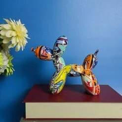 Grande Scultura Di Cani Con Palloncini Di Jeff Koons, Statue Artigianali In Resina Sculture Di Cani Con Palloncini Ufficio, Ornamenti Per Cani Con Palloncini Colorati Ornamenti Per Decorazioni Moderne -Armonia Decor 96149781 3
