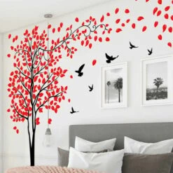 Un Set Di Adesivi Murali Albero Foglie Adesivi Decorativi Uccelli Rossi, Adesivo Murale Per Camera Da Letto Soggiorno Cucina Ufficio 8 Un Set Di Adesivi Murali Albero Foglie Adesivi Decorativi Uccelli Rossi, Adesivo Murale Per Camera Da Letto Soggiorno Cucina Ufficio -Armonia Decor 96193210 3