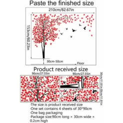 Un Set Di Adesivi Murali Albero Foglie Adesivi Decorativi Uccelli Rossi, Adesivo Murale Per Camera Da Letto Soggiorno Cucina Ufficio 9 Un Set Di Adesivi Murali Albero Foglie Adesivi Decorativi Uccelli Rossi, Adesivo Murale Per Camera Da Letto Soggiorno Cucina Ufficio -Armonia Decor 96193210 4