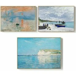 Pittura Stampe Su Tela, Stampa Sunrise Wall Art Painting, 3X Modern Landscape Giclee Art Picture Set Di Tre Pezzi