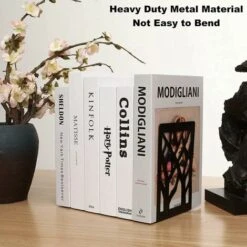 Set Di 2 Fermalibri In Metallo, Fermalibri Resistenti, Fermalibri Neri Antigraffio E Antiscivolo Per Bambini, Ufficio, Soggiorno E Studio, Scuola, Libreria E Biblioteca (17,5 X 12 Cm) -Armonia Decor 96204195 4