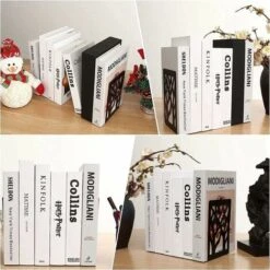 Set Di 2 Fermalibri In Metallo, Fermalibri Resistenti, Fermalibri Neri Antigraffio E Antiscivolo Per Bambini, Ufficio, Soggiorno E Studio, Scuola, Libreria E Biblioteca (17,5 X 12 Cm) -Armonia Decor 96204195 5