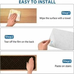 76cm20.3cm Gradini Per Scale In Legno, Tappetini Antiscivolo Per Scale Con Doppio Schienale Autoadesivo Set Di Copritappeti Runner Per Interni 2 Pezzi -Armonia Decor 96228908 5
