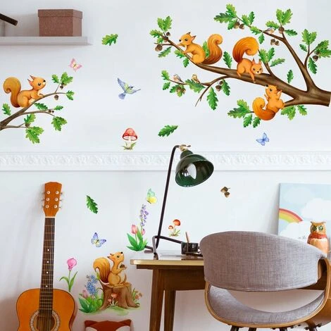 Adesivi Murali Animali Della Foresta Adesivi Murali Scoiattolo Per Bambini Ramo Di Un Albero Decorazioni Murali Baby Room Camera Dei Bambini Aula 6 Adesivi Murali Animali Della Foresta Adesivi Murali Scoiattolo Per Bambini Ramo Di Un Albero Decorazioni Murali Baby Room Camera Dei Bambini Aula - immagine 4