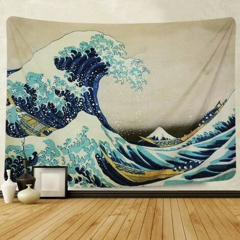 Arazzo Great Wave Off Kanagawa Nature Art Wall Hanging Home Decor Per Soggiorno Camera Da Letto Dormitorio Decorazione (Wave, 150x130cm) 3 Arazzo Great Wave Off Kanagawa Nature Art Wall Hanging Home Decor Per Soggiorno Camera Da Letto Dormitorio Decorazione (Wave, 150x130cm)