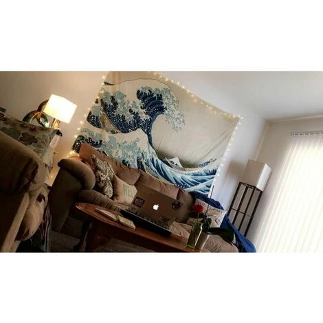 Arazzo Great Wave Off Kanagawa Nature Art Wall Hanging Home Decor Per Soggiorno Camera Da Letto Dormitorio Decorazione (Wave, 150x130cm) 5 Arazzo Great Wave Off Kanagawa Nature Art Wall Hanging Home Decor Per Soggiorno Camera Da Letto Dormitorio Decorazione (Wave, 150x130cm) - immagine 3