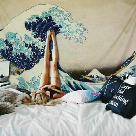 Arazzo Great Wave Off Kanagawa Nature Art Wall Hanging Home Decor Per Soggiorno Camera Da Letto Dormitorio Decorazione (Wave, 150x130cm) 7 Arazzo Great Wave Off Kanagawa Nature Art Wall Hanging Home Decor Per Soggiorno Camera Da Letto Dormitorio Decorazione (Wave, 150x130cm) - immagine 5