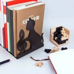 Reggilibri In Acciaio Inossidabile Per Sostenere Libri Grandi E Pesanti O Decorare Biblioteche E Uffici Domestici (gatto Musicale) -Armonia Decor 96236558 4