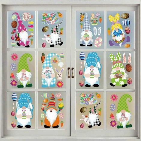LITZEE Adesivo Da Parete Nuovi Adesivi Per Finestre Di Pasqua, Decorazioni Per Uova Di Coniglio Gnomo Adesivo Per Vetro Da Parete, Ornamenti Per Feste In PVC Durevoli Set Di Adesivi Per Vetro Per Fine 3 LITZEE Adesivo Da Parete Nuovi Adesivi Per Finestre Di Pasqua, Decorazioni Per Uova Di Coniglio Gnomo Adesivo Per Vetro Da Parete, Ornamenti Per Feste In PVC Durevoli Set Di Adesivi Per Vetro Per Fine