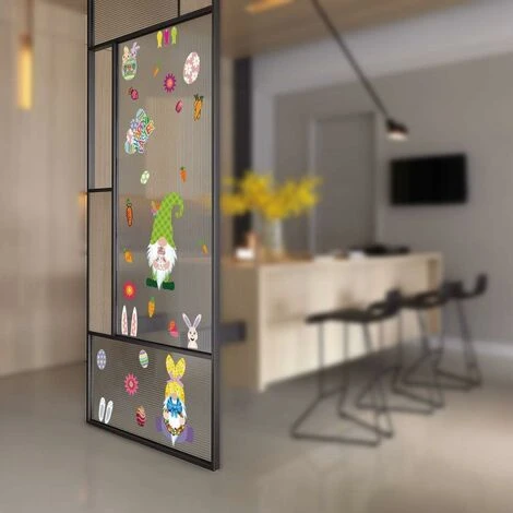 LITZEE Adesivo Da Parete Nuovi Adesivi Per Finestre Di Pasqua, Decorazioni Per Uova Di Coniglio Gnomo Adesivo Per Vetro Da Parete, Ornamenti Per Feste In PVC Durevoli Set Di Adesivi Per Vetro Per Fine 4 LITZEE Adesivo Da Parete Nuovi Adesivi Per Finestre Di Pasqua, Decorazioni Per Uova Di Coniglio Gnomo Adesivo Per Vetro Da Parete, Ornamenti Per Feste In PVC Durevoli Set Di Adesivi Per Vetro Per Fine - immagine 2