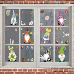 LITZEE Adesivo Da Parete Nuovi Adesivi Per Finestre Di Pasqua, Decorazioni Per Uova Di Coniglio Gnomo Adesivo Per Vetro Da Parete, Ornamenti Per Feste In PVC Durevoli Set Di Adesivi Per Vetro Per Fine 9 LITZEE Adesivo Da Parete Nuovi Adesivi Per Finestre Di Pasqua, Decorazioni Per Uova Di Coniglio Gnomo Adesivo Per Vetro Da Parete, Ornamenti Per Feste In PVC Durevoli Set Di Adesivi Per Vetro Per Fine -Armonia Decor 96301739 3